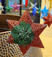 Ornement suspendu étoile à paillettes argentées pour décoration d'arbre de Noël avec ruban blanc pièce de décoration de maison de vacances scintillante
