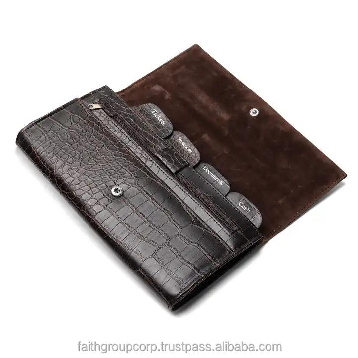 Carteras largas multiusos de cuero auténtico para tarjetas con