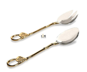 Couverts de luxe décoratifs en acier inoxydable et laiton, couverts fantaisie en métal de styliste, vaisselle de service, grands couverts personnalisés - Product Image 6