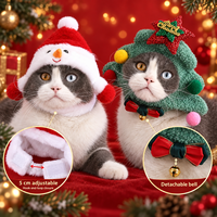 Chapeau de Noël d'hiver pour animaux de compagnie, en peluche, motif bonhomme de neige, sapin de Noël et cloche, accessoire mignon pour petits chiens et chats