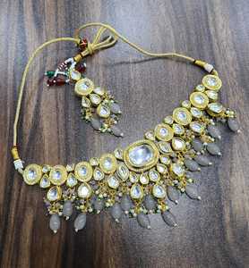 Ethnic Kundan Set <b>Back</b> Meenakari <b>Gold</b> Plated Jewelry Necklace Set With <b>Earrings</b> for Women & Girls for Party Wear Royal Look - Product Image 5