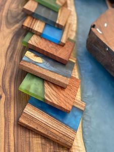 Vente en gros de dessous de verre rond naturel personnalisé carré fin chêne hêtre bambou acacia noyer théière tasse à café en bois résine - Product Image 5