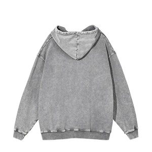 Vente en gros d'usine quantité minimale de commande bas Logo personnalisé 100% coton sweat à capuche lourd unisexe épaule tombante vintage lavage à l'acide sweats à capuche pour hommes - Product Image 2