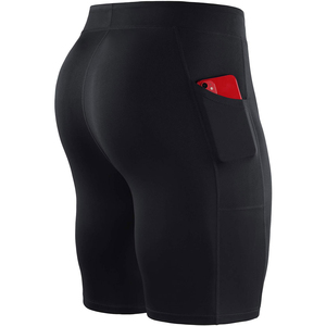 Shorts de sport à séchage rapide avec poches pour hommes Compression Gym Sport Serre-taille Logo personnalisé Shorts de course pour hommes à coupe ajustée - Product Image 4