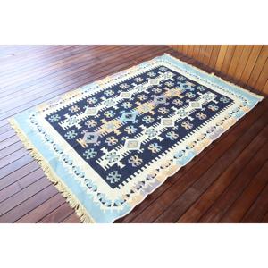 Kilim Turkish <b>Rug</b>, 4,5x6,7 ft Vintage <b>Rug</b>, <b>Black</b> Abstract Wool <b>Rug</b> - Product Image 2