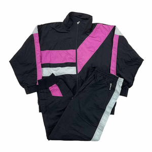 2025 Logo personnalisé Streetwear tissu tissé passepoil blanc fermeture éclair poches 2 pièces ensemble coupe-vent survêtements - Product Image 1