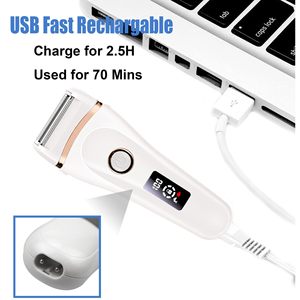 เครื่องโกนขนไฟฟ้าแบบชาร์จ USB สำหรับผู้หญิง ใบมีดเดี่ยว ใช้ได้ทั้งแบบเปียก/แห้ง สำหรับโกนขนบิกินี่ ใบหน้า ริมฝีปาก แขน กันน้ำ IPX7 พร้อมหัวเปลี่ยน ใช้แทนเครื่องมือ RV ได้ - Product Image 2