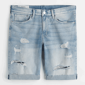 Shorts en jean baggy à logo brodé personnalisé, nouvelle collection été 2025, style streetwear, shorts bermuda lavés, vintage, décontracté, streetwear - Product Image 3