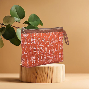 Petite pochette zippée en toile cirée Sac de maquillage cosmétique utilitaire étanche Grand étui de voyage avec petite fermeture éclair durable - Product Image 6