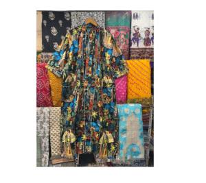 Lounge Wear Kimono en coton imprimé tigre rayé-Peignoir polyvalent et couverture de plage - Product Image 5