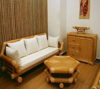 Modern Şık Bambu Hasır Rattan 5 Kişilik Kanepe Takımı 3+2+1 Oturma Odası Bahçe Balkon İç ve Dış Mekan Kullanımı İçin