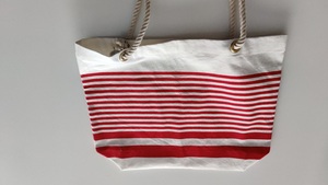 Sacs conçus à rayures imprimées sur toile avec poignées en cordon souple en coton fabricant quantité minimale de commande Sacs de shopping Fournisseur de sacs fourre-tout de haute qualité - Product Image 2