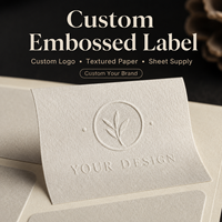 Étiquettes personnalisées en papier texturé gaufré pour stores enrouleurs, autocollants vierges avec logo personnalisé en creux pour emballages de produits de soin et de bougies