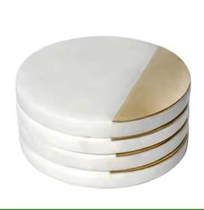 Posavasos de mármol de alta calidad con borde de latón Forma cuadrada hecha a medida Esteras y almohadillas más vendidas - Product Image 1