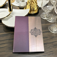 Porte-menu en laiton de qualité supérieure, durable, avec porte-factures en cuir PU, plaque logo certifiée ISO, nickelé, pour restaurants