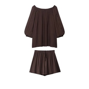 Qualité supérieure Été 2 Pièces Ensemble Femmes Personnaliser Design Shorts Chemise Tendance 100% Coton Vente en Gros Ensembles pour Femmes - Product Image 1