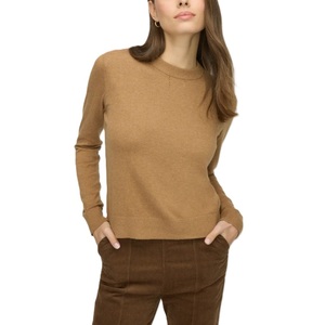 Pull col rond de luxe personnalisé pour femme, 100 % acrylique, motif uni, tricot respirant, logo au dos, style décontracté - Product Image 1