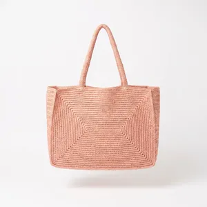 Bolso de rafia de gran capacidad, color sólido, estilo bohemio, bolso de mano para mujer para compras en todas las estaciones - Product Image 5