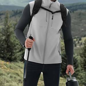 Gilets d'hiver décontractés pour hommes en toile polyester/coton avec doublure polaire, double fermeture éclair, imperméables et coupe-vent - Product Image 3