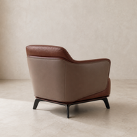 Fauteuil d'appoint marron personnalisé avec accoudoirs incurvés, fauteuil lounge moderne pour salon, chambre, hôtel