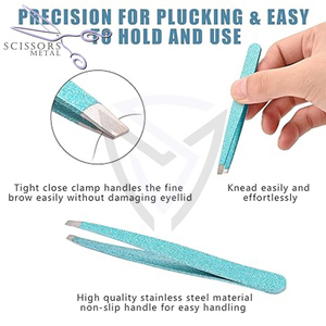 Nuevo Kit de Pinzas para Cejas de Acero Inoxidable con Recubrimiento en Polvo, Punta Recta, Ligeras, Antiestáticas, de Lujo, Características Privadas - Product Image 3