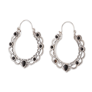 Pendientes colgantes de moda de Plata de Ley 925 con piedras preciosas de ónix negro joyería de moda al por mayor a granel para regalos de cumpleaños - Product Image 1