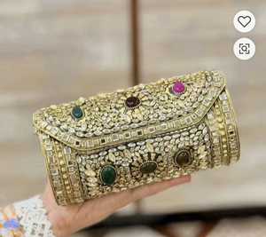 Bolso de Mano Mosaico Kundan para Mujer, Bolso de Lujo Étnico para Bodas, Fiestas y Eventos, el Mejor Bolso de Noche - Product Image 5