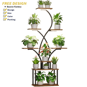 Portapiante a 8 Ripiani a Forma di Albero in Ferro Verniciato a Polvere per Interni/Esterni Scaffale Angolare Alto per Soggiorno Patio Balcone Giardino Decor - Product Image 1