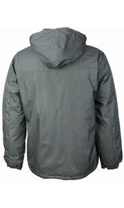 Veste coupe-vent imperméable à capuche pour homme, fermeture éclair, couleur unie noire, vêtement d'extérieur décontracté pour l'automne, coupe régulière, toile polyester - Product Image 3