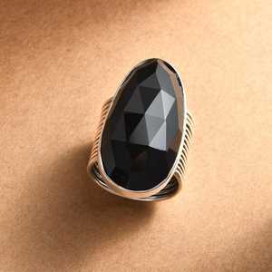 Táo bạo đen Onyx Vòng sterling bạc lớn hình bầu dục 16X31 mét mặt đá quý có thể điều chỉnh tuyên bố Cocktail Vòng cho phụ nữ - Product Image 6