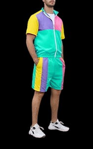 Conjunto corto cortavientos de manga larga personalizado para hombre, nailon con bloqueo de Color para deportes al aire libre, correr, talla grande, cierre de cremallera, Verano - Product Image 3