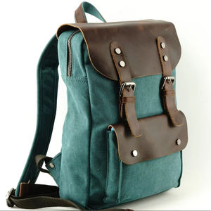 Sac à dos unisexe en cuir et toile de luxe, décontracté, vintage, pour voyage, école, ordinateur portable, respirant, écologique, grande capacité - Product Image 1