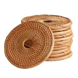 Posavasos redondo de mimbre natural hecho a mano, tamaño personalizado para vajilla, restaurante y utensilios de cocina para fiestas hechas en Vietnam - Product Image 1