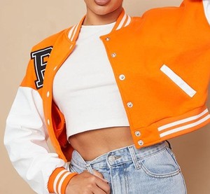 Women's Custom Letterman Baseball Varsity <b>Jacket</b> Fall Winter Quilted Breathable Wool <b>Lining</b> Embroidered Eco-Friendly OEM - Product Image 5