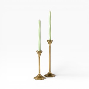 <b>Tall</b> Antique Brass Metal Candle Holder With Slim Stem And Wide Base For Classic And Luxury Decor - Product Image 3