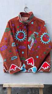 Veste en velours Suzani brodée, style bohème, manteau matelassé indien, cadeau pour une amie, veste en velours Suzani - Product Image 5