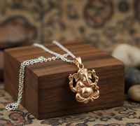 Collar con Colgante de Ganesha, Cadena de Plata de Ley 925 Chapada en Oro, Idea de Regalo de Joyería del Dios de la Prosperidad