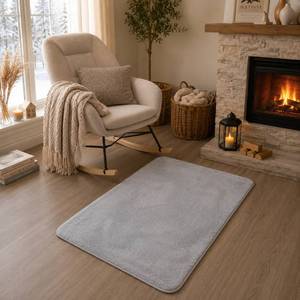 Alfombra de Piel Sintética de Felpa Gris Moonbeam, Antideslizante, Suave, 60x50 cm - Product Image 5