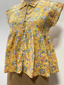 Camisetas sin mangas de algodón con estampado floral ecológicas para oficina, ligeras, cortas, con botones, informales, para el día a día, estilo japonés, con cuello en V frontal para mujer - Product Image 4