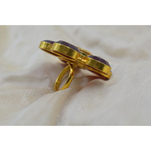 ดอกไม้หินทองเหลืองชุบทองที่มีสไตล์ปรับได้ ดีไซน์เนอร์แหวนทองเหลืองทําด้วยมือสําหรับเด็กหญิงและสตรี - Product Image 3