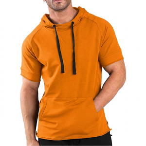 Sudadera con Capucha de Manga Corta para Hombre, Color Verde Oliva, Corte Regular, Secado Rápido, Tejido de Punto, Informal, para Verano - Product Image 6