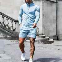 Survêtement personnalisé pour hommes Ensemble 2 pièces Sweat-shirt à fermeture éclair et short Athlétique Jogging Sports