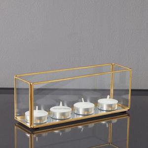 Vente chaude en métal doré encadré et verre 4 bougeoirs chauffe-plat pour la décoration d'éclairage de maison et de jardin de table - Product Image 1