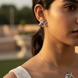 925 Silver Fine Jewelry Set for Women Fish-Themed with Ruby and <b>Emerald</b> Cut Diamond Gold Plated for Party and Gift Occasions - Product Image 1