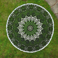 Serviette de plage murale ronde personnalisable en coton imprimé floral mandala, lavable en machine, toutes saisons, vente en gros