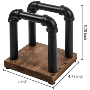 Porte-serviettes moderne et élégant avec base en bois noir Organisateur de table décoratif en métal durable pour les boîtes à mouchoirs de cuisine - Product Image 2