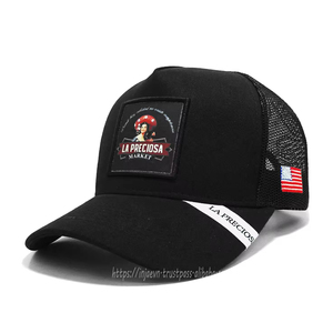 Sombreros de camionero negros Personalizar Impresión Logotipo Bordado 3D, Logotipo tejido personalizado Lado Gorras deportivas para hombre Gorra de camionero en Vietnam - Product Image 1
