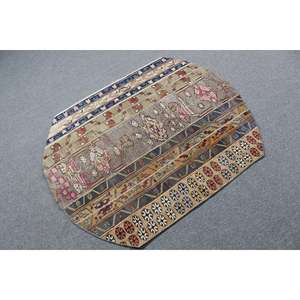 Alfombra Vintage de 3.4x4.3 pies, Alfombra Turca, Alfombra Azul a Rayas de Lana - Product Image 2