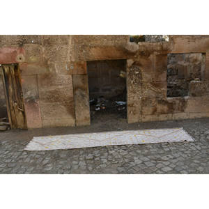 Alfombra turca clásica Vintage de 2,4x10,8 pies, lana blanca, yute, técnica de tejido plano, patrón de retazos, 10mm de espesor, Estilo clásico - Product Image 4