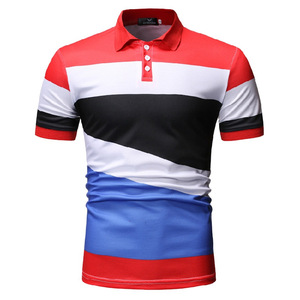 Recién llegado Patchwork Slim Fit Summer Spring Casual Polo Shirt para hombres - Product Image 1